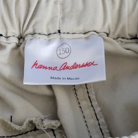 Hanna Andersson khaki Blue Stitch Bermuda Shorts Sz 150 (12) W/Faint Stains - Picture 8 of 9